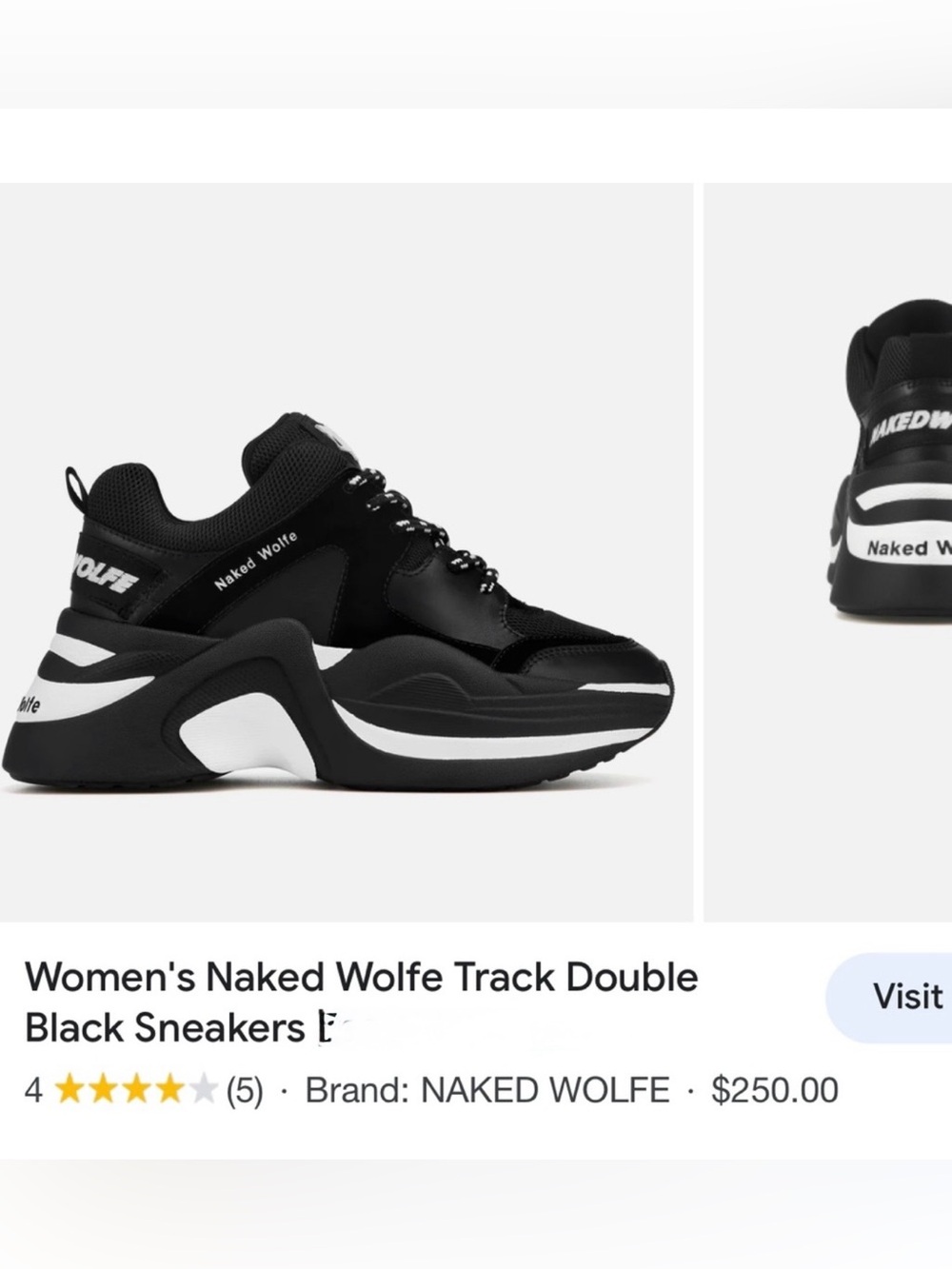 Naked Wolfe Track Double Black Sneakers